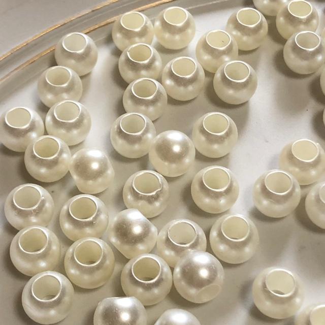 80個 8mm 大穴 プラスチック パール ビーズ アイボリー |  | 03