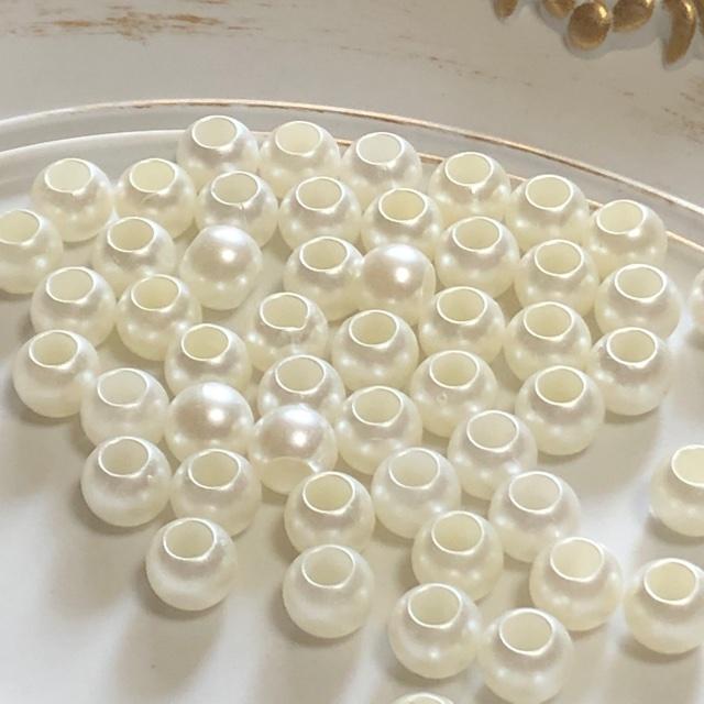 80個 8mm 大穴 プラスチック パール ビーズ アイボリー |  | 04