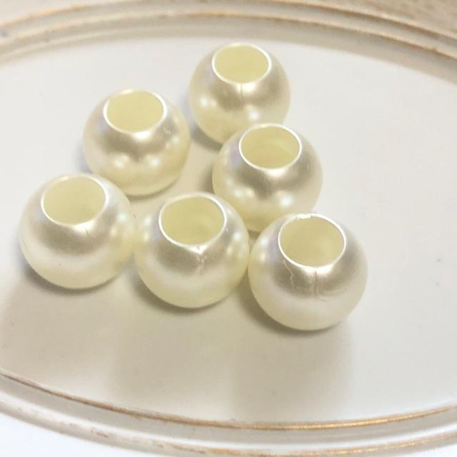 穴7.7mm 10個 16mm 大穴 プラ パール ビーズ |  | 01