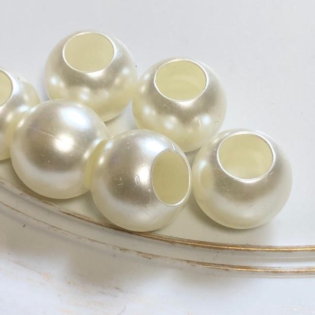 穴7.7mm 10個 16mm 大穴 プラ パール ビーズ |  | 05