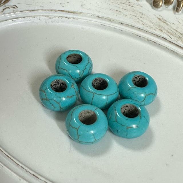 10個 ターコイズ ストーン 大穴 ロンデル ビーズ |  | 01