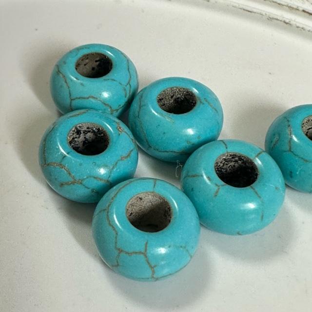 10個 ターコイズ ストーン 大穴 ロンデル ビーズ |  | 02