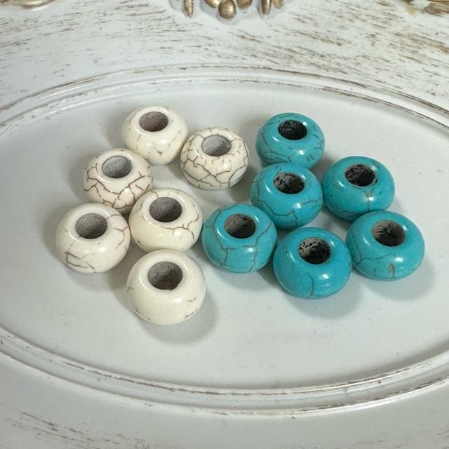 10個 ターコイズ ストーン 大穴 ロンデル ビーズ |  | 03