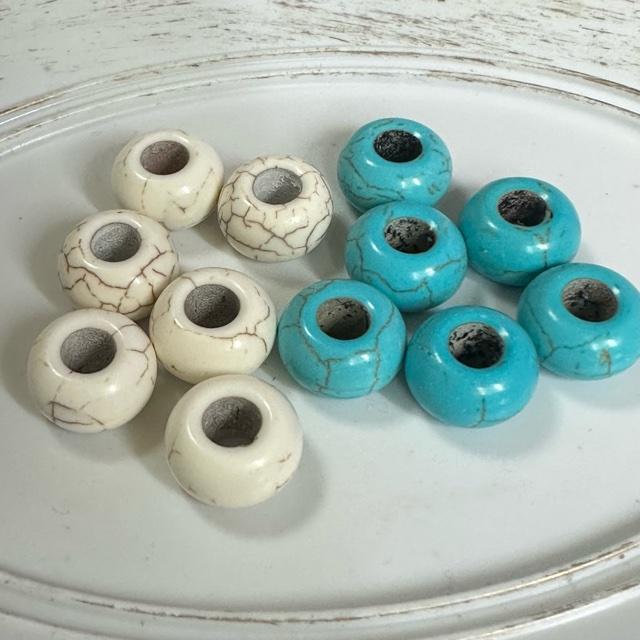 10個 ターコイズ ストーン 大穴 ロンデル ビーズ |  | 04