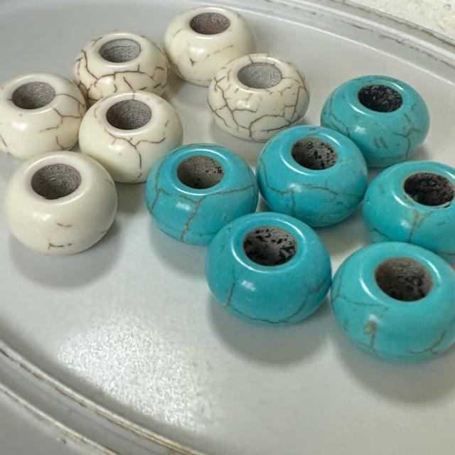10個 ターコイズ ストーン 大穴 ロンデル ビーズ |  | 05
