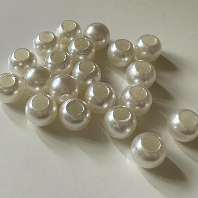 20個 12mm 大穴 プラスチック ビーズ  パールホワイト｜pod-material｜03