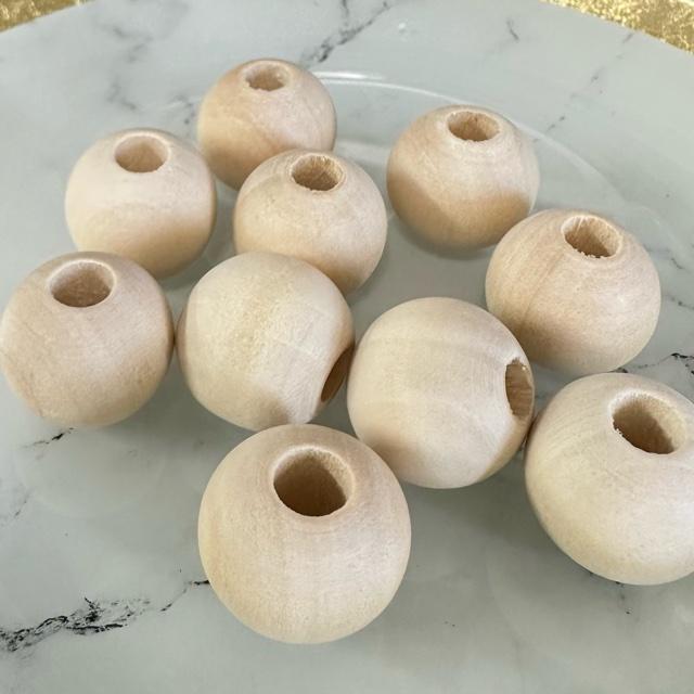 10個 18mm 大穴 木製 ウッド ビーズ 穴5.3-6.3mm |  | 02