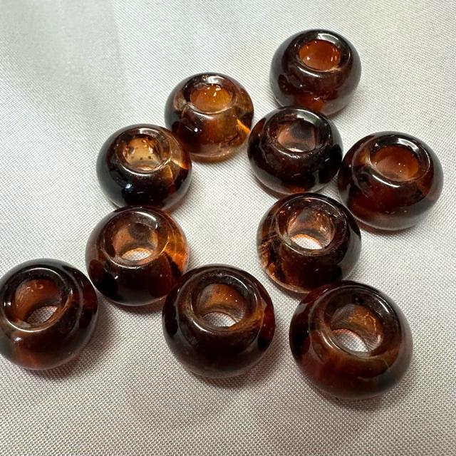 10個  大穴 ガラス ビーズ ロンデル 15x10mm |  | 10