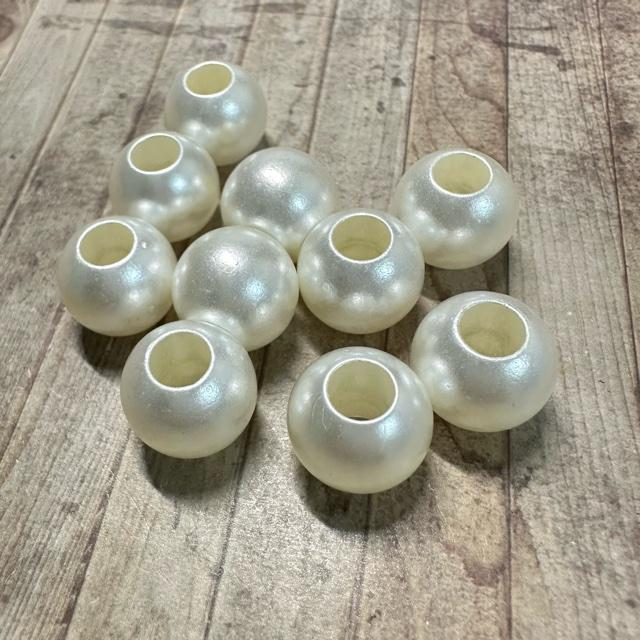 14個 14mm 大穴 プラスチック パール ビーズ 穴5.8mm |  | 01