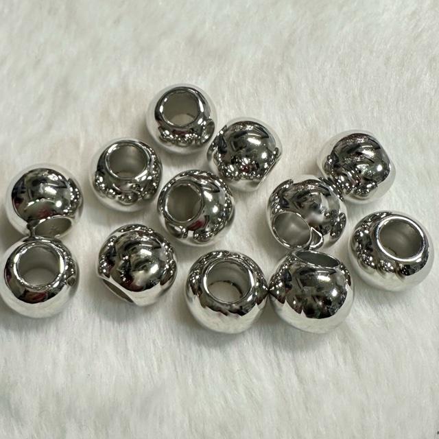 12個 14mm 大穴 プラスチック ビーズ シルバー |  | 03