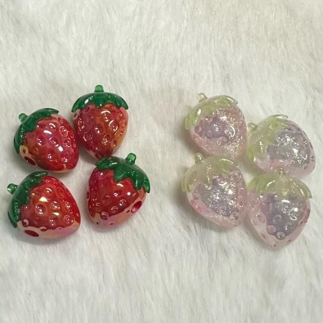 1個 いちご アクリル ビーズ  レッド or ピンク | 
