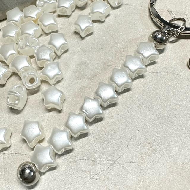 40個 10mm 4つ穴 星 パール ビーズ ホワイト : Guild by PoD 手芸