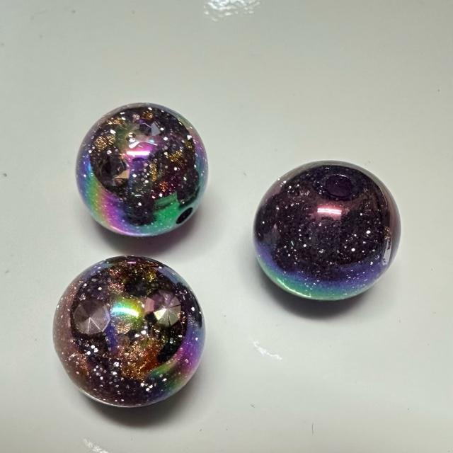 1個 16mm ラメ 金箔 宇宙 ビーズ パープル |  | 02