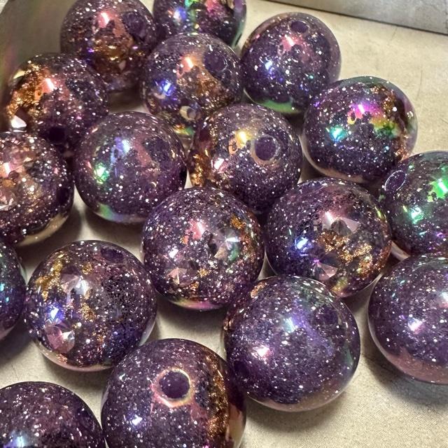 1個 16mm ラメ 金箔 宇宙 ビーズ パープル |  | 05