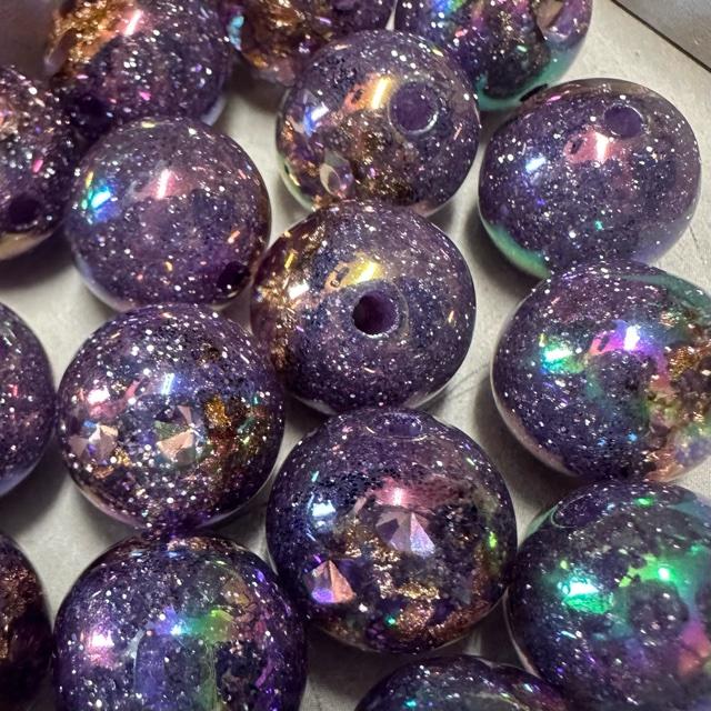 1個 16mm ラメ 金箔 宇宙 ビーズ パープル |  | 06