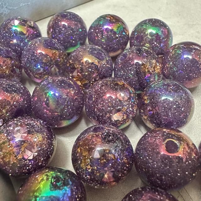 1個 16mm ラメ 金箔 宇宙 ビーズ パープル |  | 07