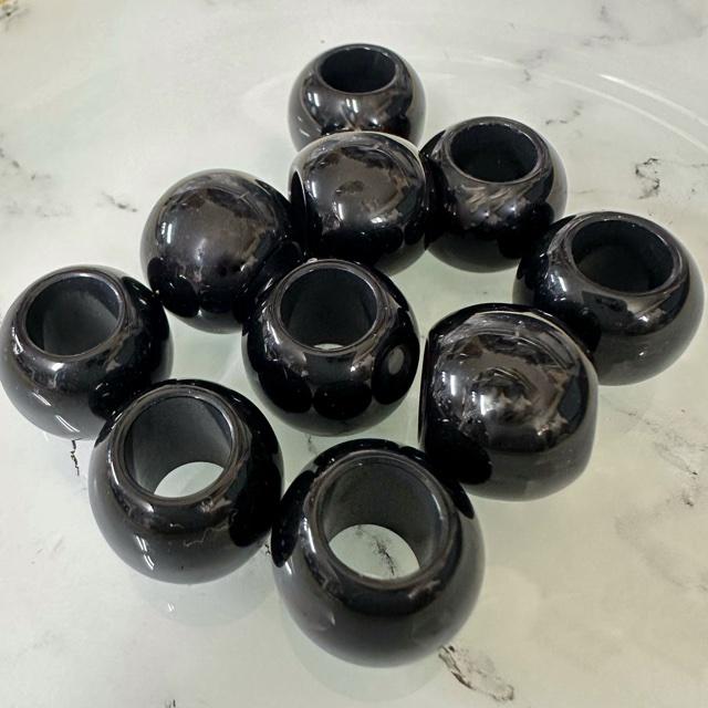 10個 15mm 大穴 プラスチック ビーズ ブラック/ホワイト |  | 03