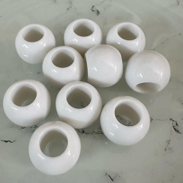 10個 15mm 大穴 プラスチック ビーズ ブラック/ホワイト |  | 05