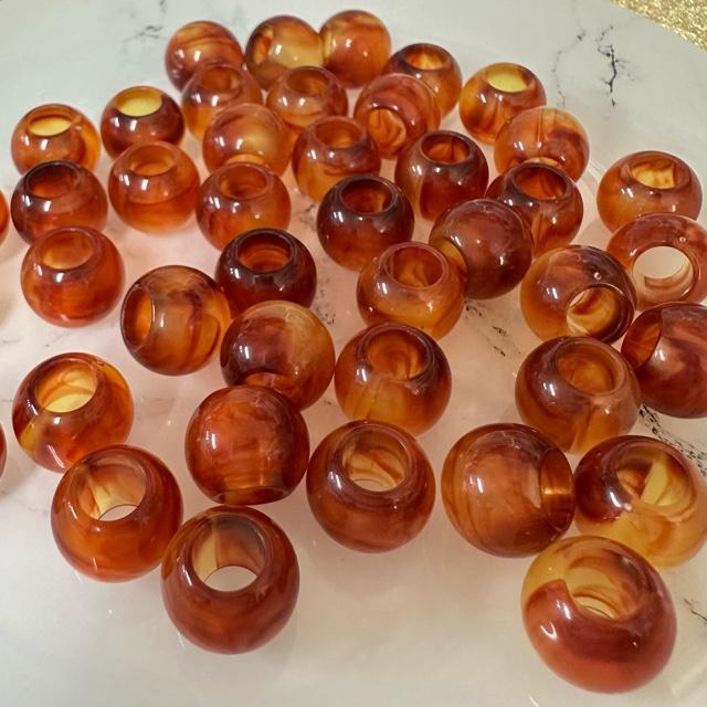 べっ甲 琥珀風 大穴 アクリル ビーズ |  | 15