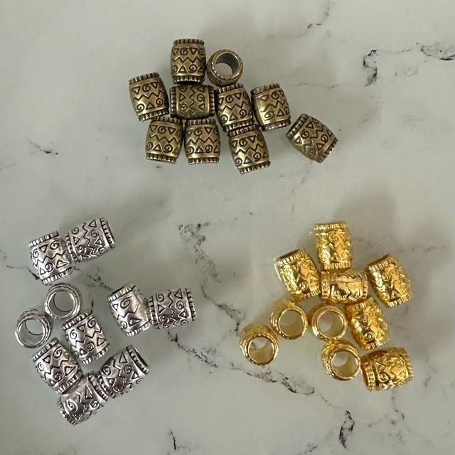 横長 模様 6.5×8mm 合金ビーズ 10個セット : Guild by PoD 手芸パーツ 