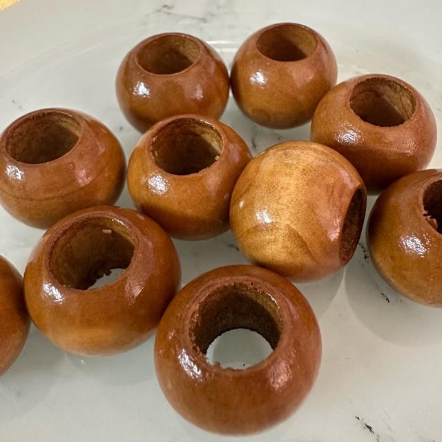 10個 20mm 大穴 木製 ウッド ビーズ サドルブラウン : Guild by PoD 