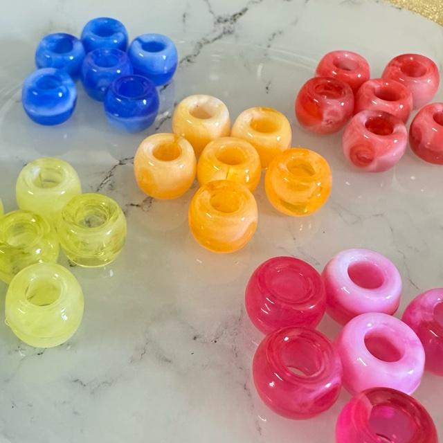 30個 11mm 大穴 プラスチック ビーズ マーブル | 