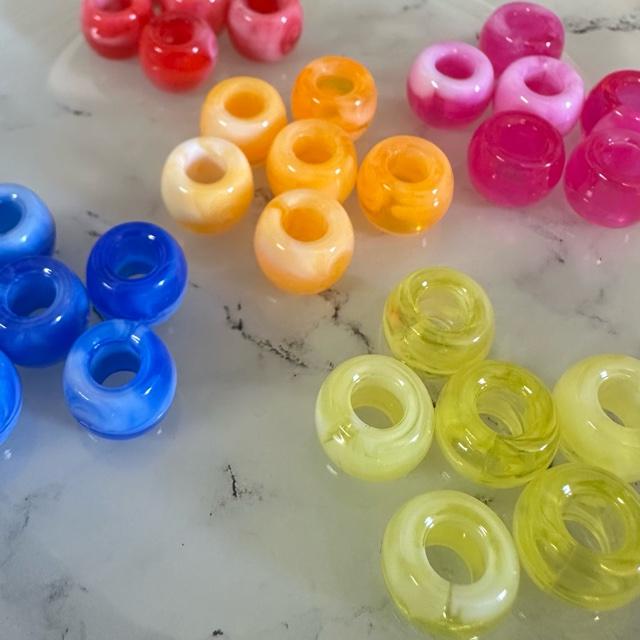 30個 11mm 大穴 プラスチック ビーズ マーブル |  | 03