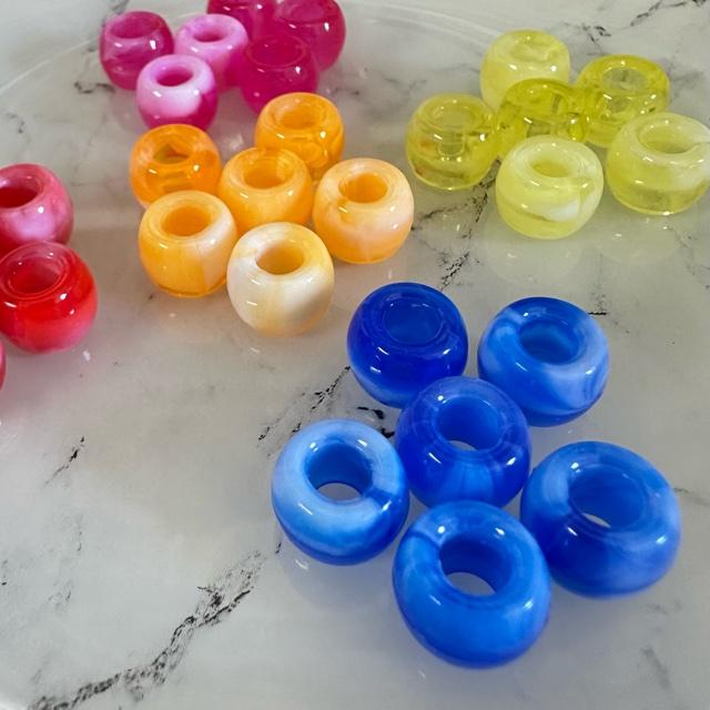 30個 11mm 大穴 プラスチック ビーズ マーブル |  | 04