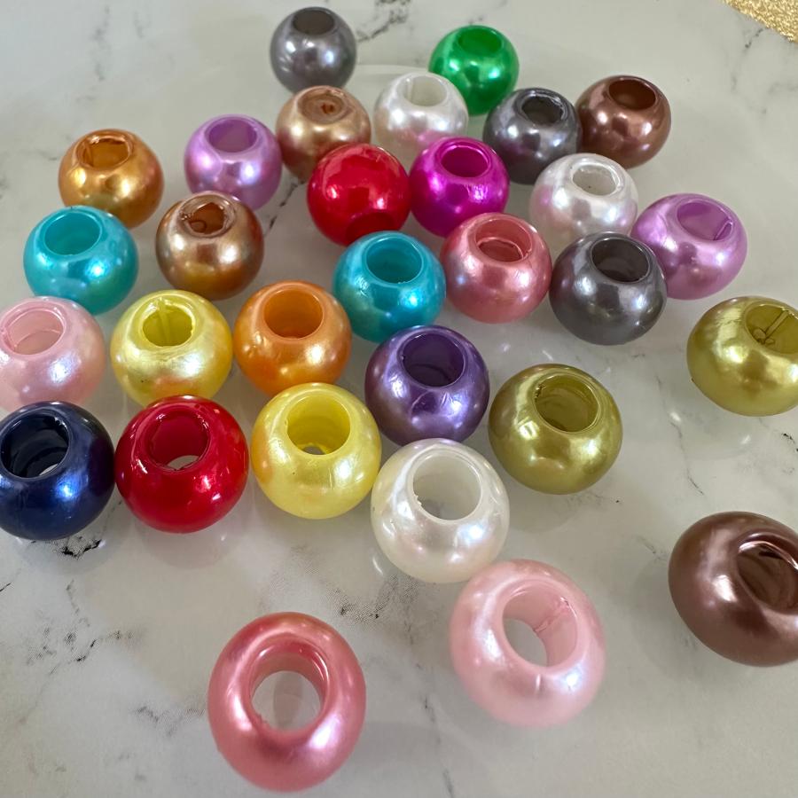 30個 12mm 大穴 プラスチック パール ビーズ  ミックス |  | 01