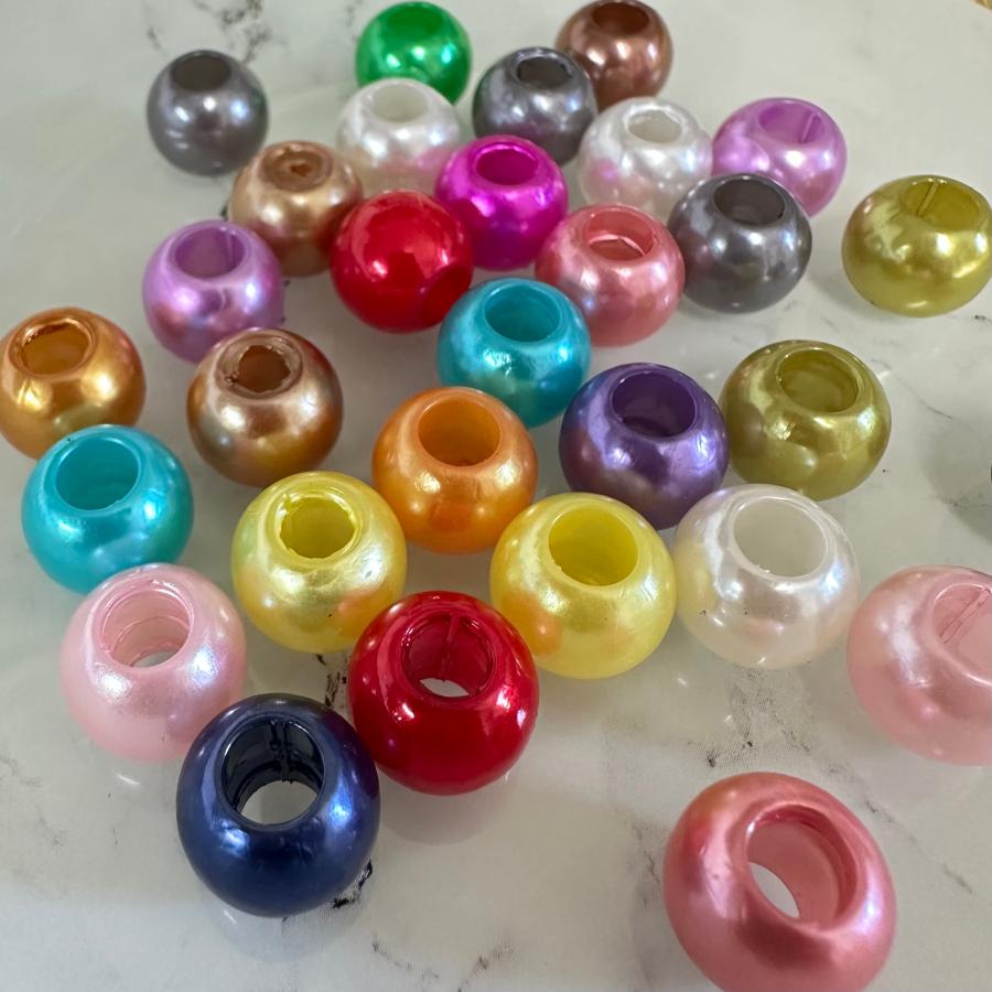 30個 12mm 大穴 プラスチック パール ビーズ  ミックス |  | 02