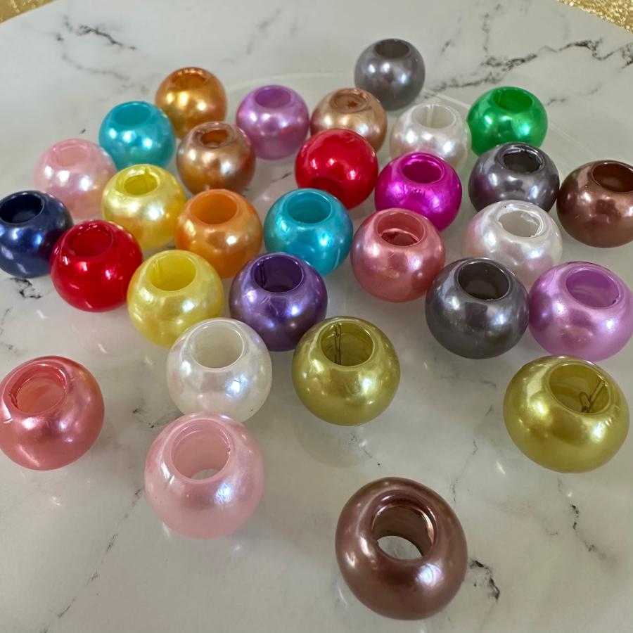 30個 12mm 大穴 プラスチック パール ビーズ  ミックス |  | 03