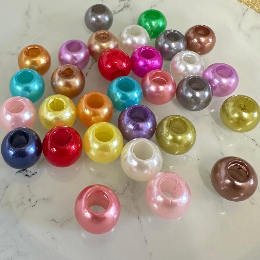 30個 12mm 大穴 プラスチック パール ビーズ  ミックス |  | 04