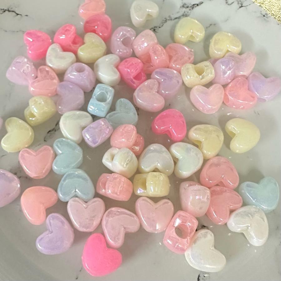 60個 ABカラー ハート 大穴ビーズ ミックスカラー |  | 02