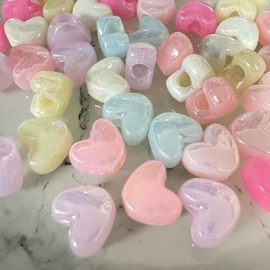 60個 ABカラー ハート 大穴ビーズ ミックスカラー |  | 01