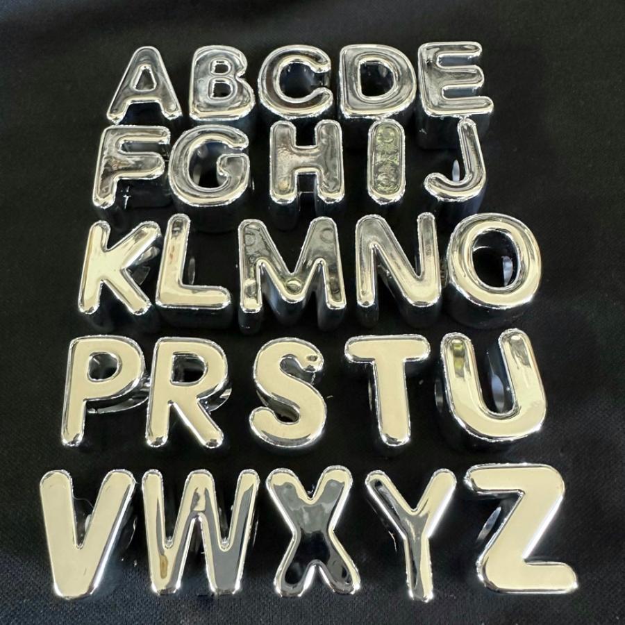 1個 アクリル 大穴 アルファベット ビーズ シルバー | 