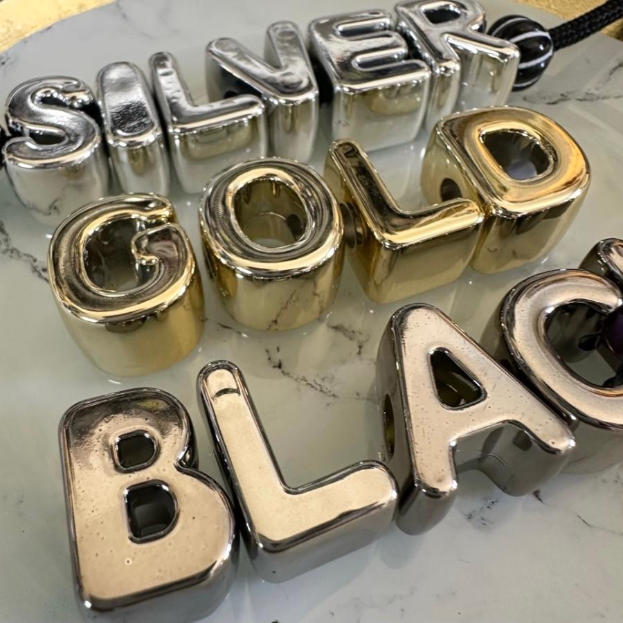 1個 アクリル 大穴 アルファベット ビーズ シルバー |  | 11