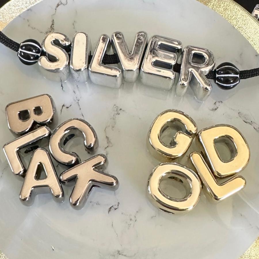 1個 アクリル 大穴 アルファベット ビーズ シルバー |  | 13