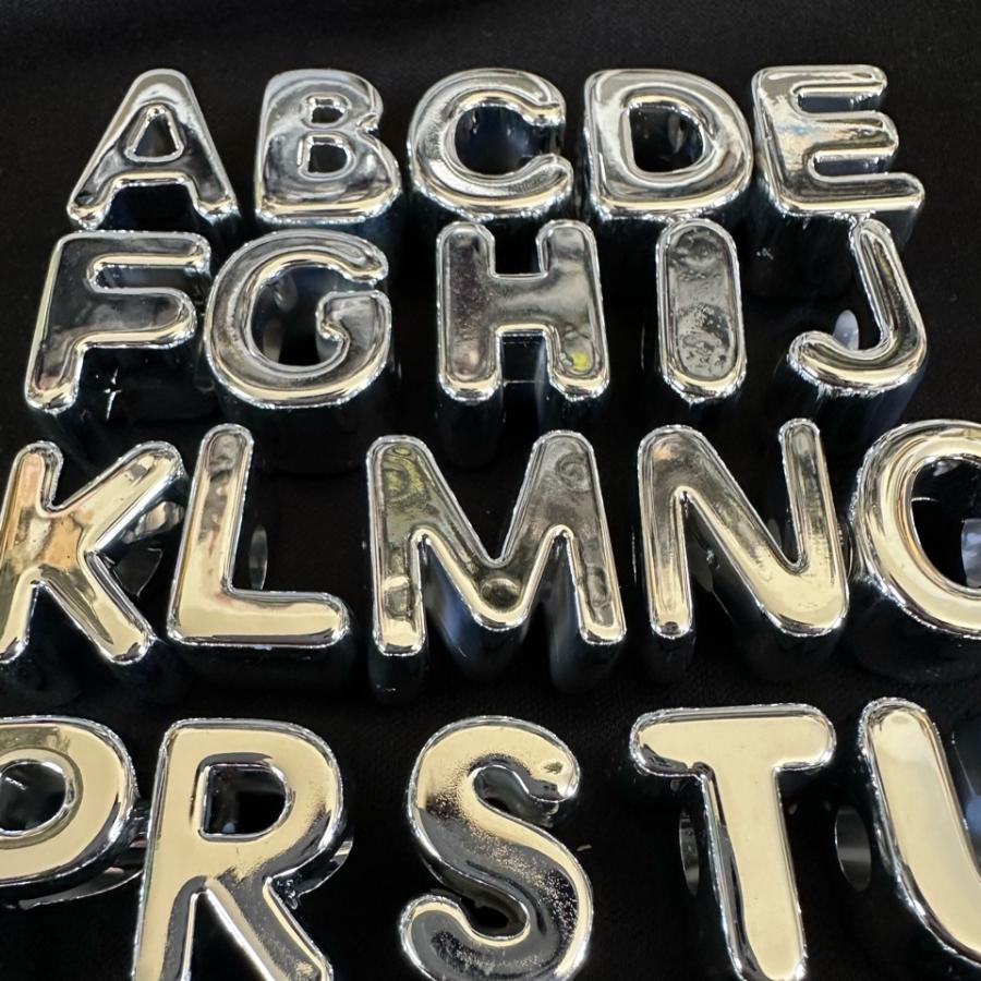 1個 アクリル 大穴 アルファベット ビーズ シルバー |  | 04