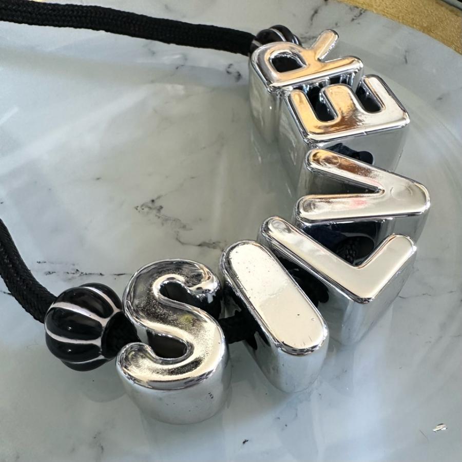 1個 アクリル 大穴 アルファベット ビーズ シルバー |  | 06