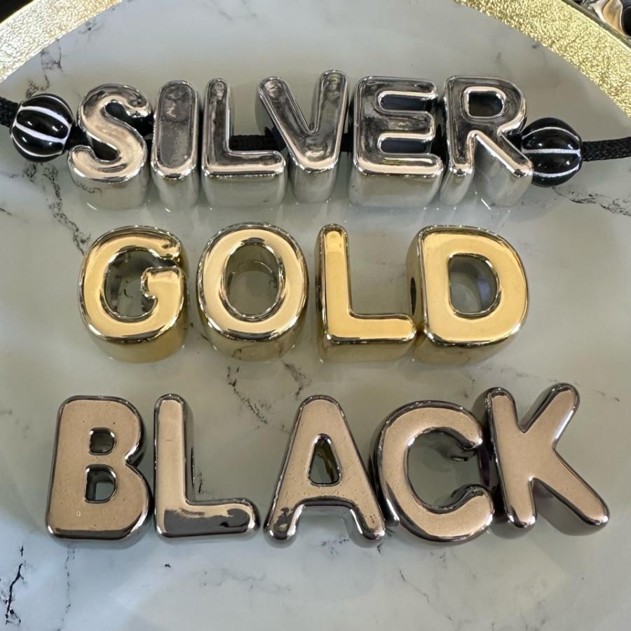 1個 アクリル 大穴 アルファベット ビーズ シルバー |  | 08