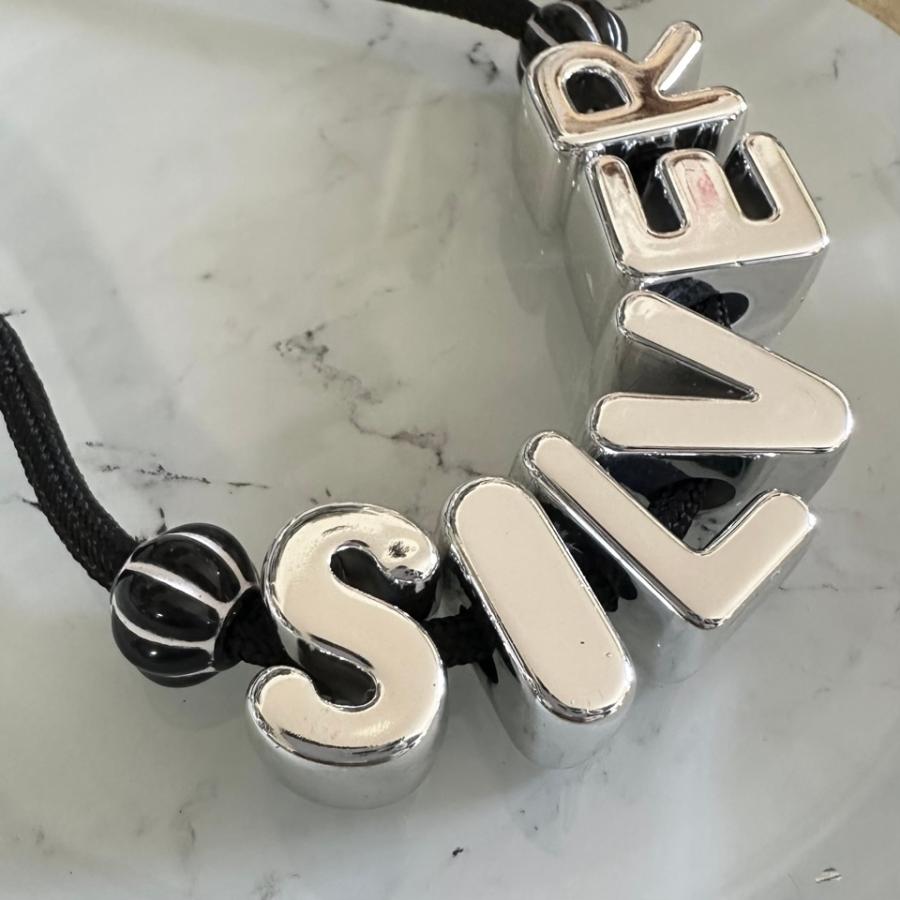 1個 アクリル 大穴 アルファベット ビーズ シルバー |  | 09