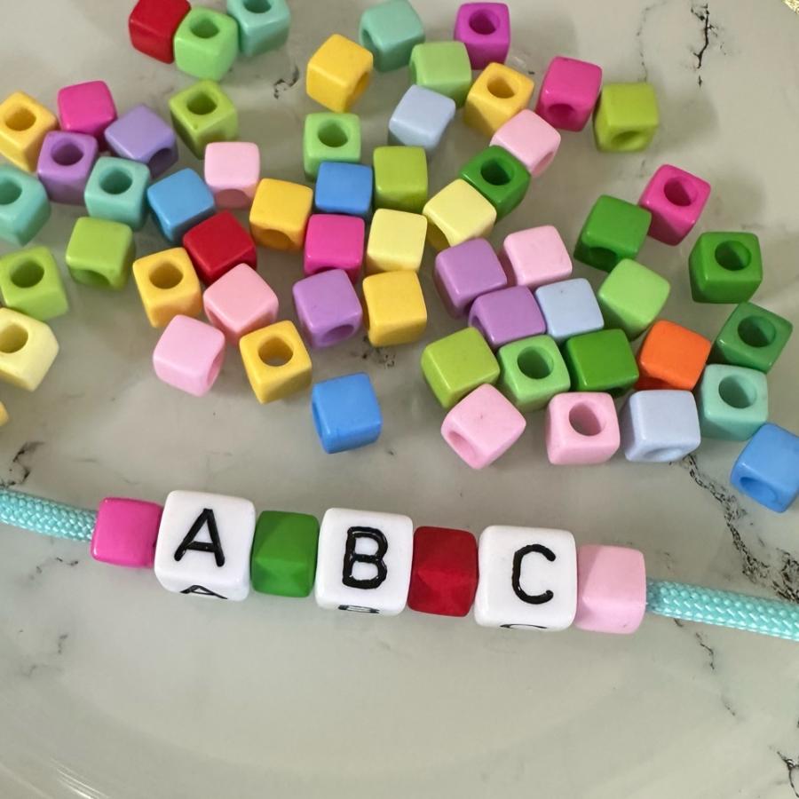 60個 7mm 大穴 アクリル キューブ形 ビーズ ミックスカラー |  | 03