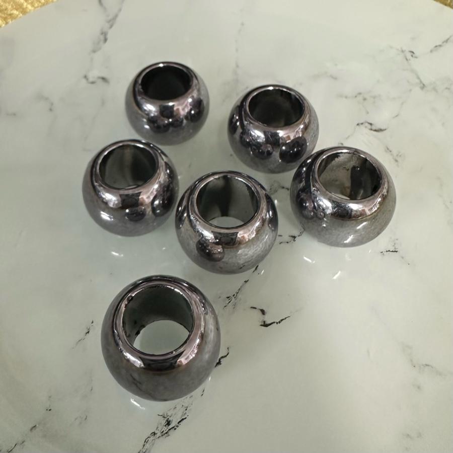 8個 18mm 大穴 プラスチック ビーズ  ガンメタ |  | 01