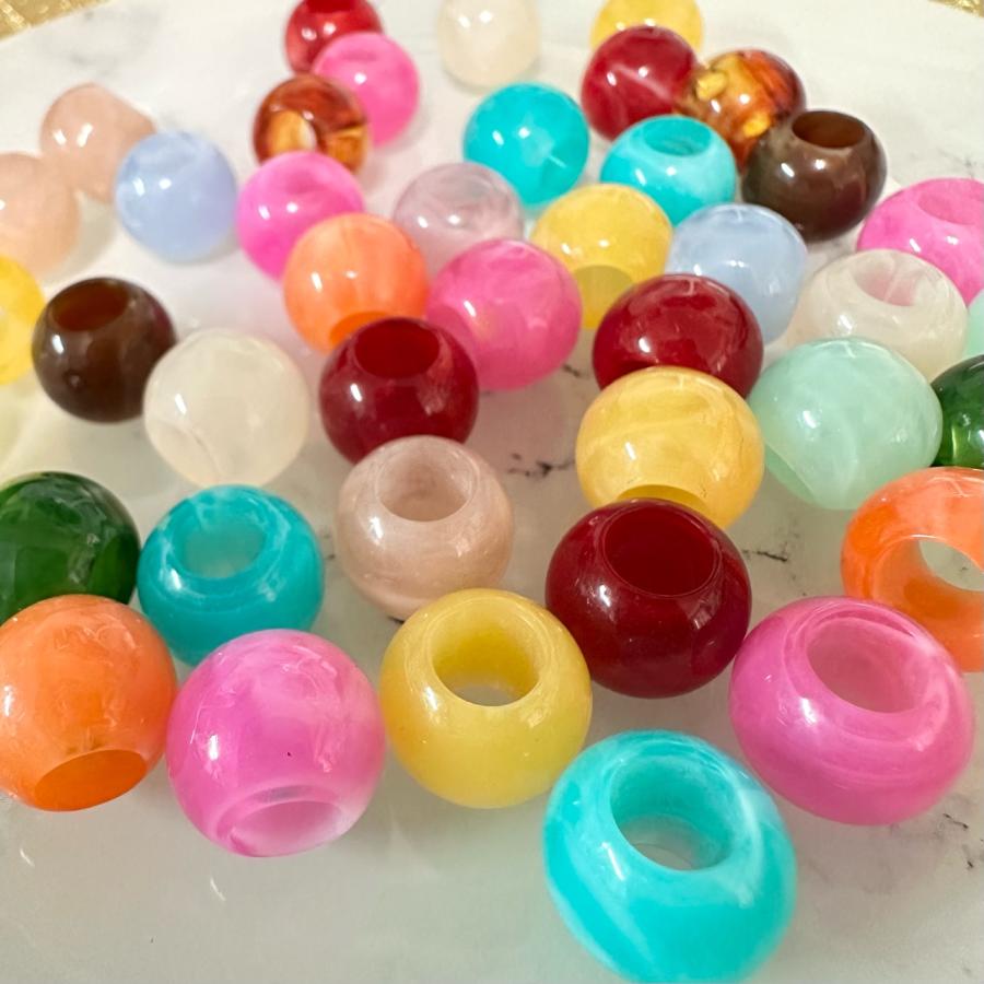 30個 12mm 大穴 アクリル 天然石風 ビーズ  ミックス2 | 