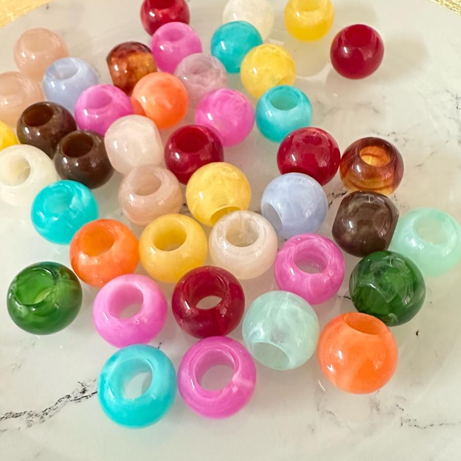 30個 12mm 大穴 アクリル 天然石風 ビーズ  ミックス2 |  | 02