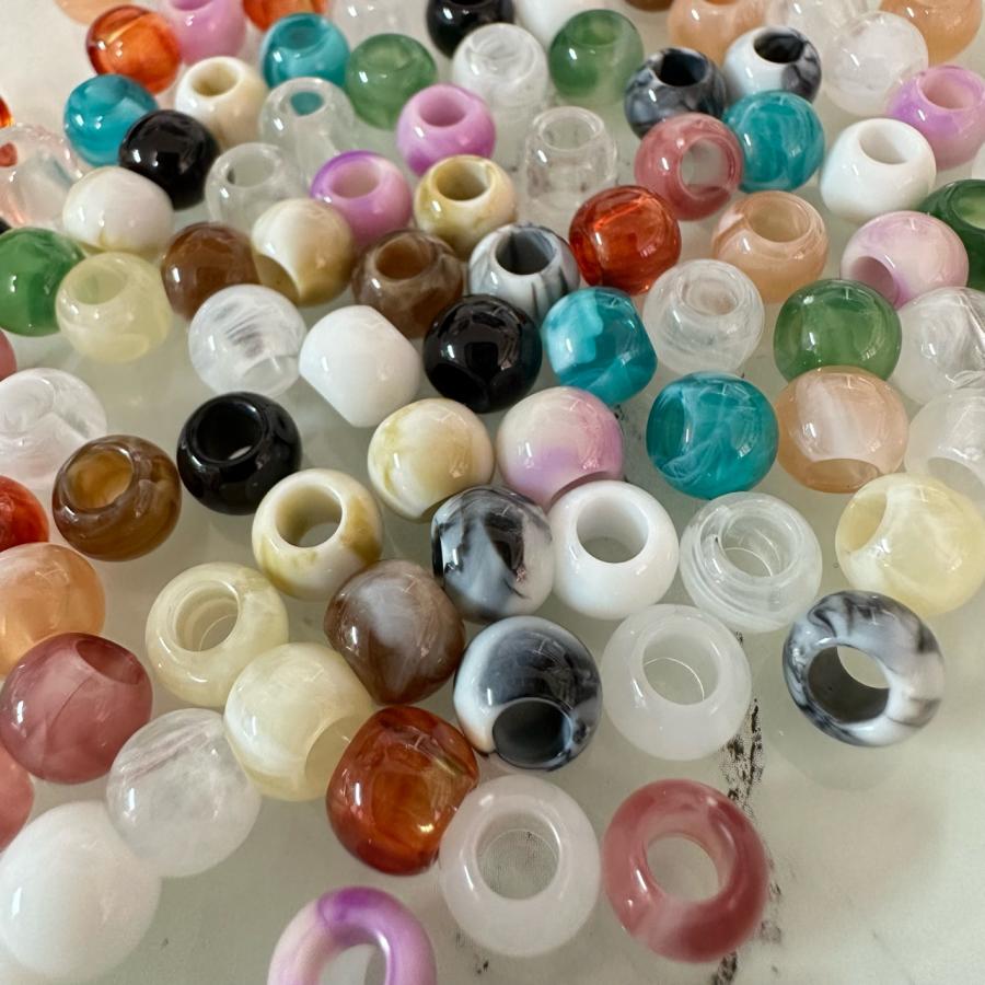 80個 8mm 大穴 アクリル 天然石風 ビーズ  ミックス2 | 