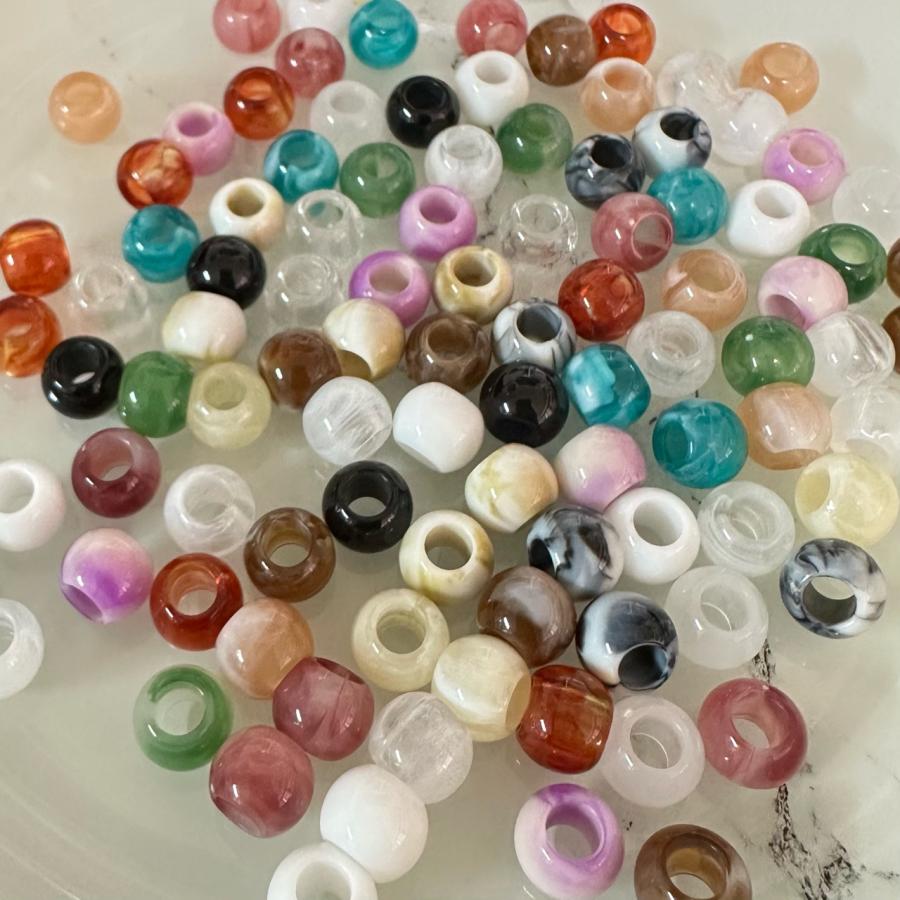 80個 8mm 大穴 アクリル 天然石風 ビーズ  ミックス2 |  | 01