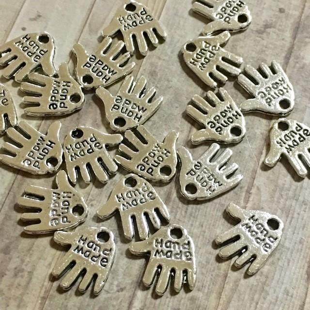 手 Hand made ハンドメイド 刻印 チャーム シルバー 20個セット