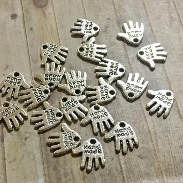 手 Hand made ハンドメイド 刻印 チャーム シルバー 20個セット