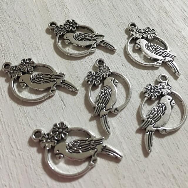 バードチャーム ラウンドフラワー バード チャーム 6個セット : Guild by PoD 手芸